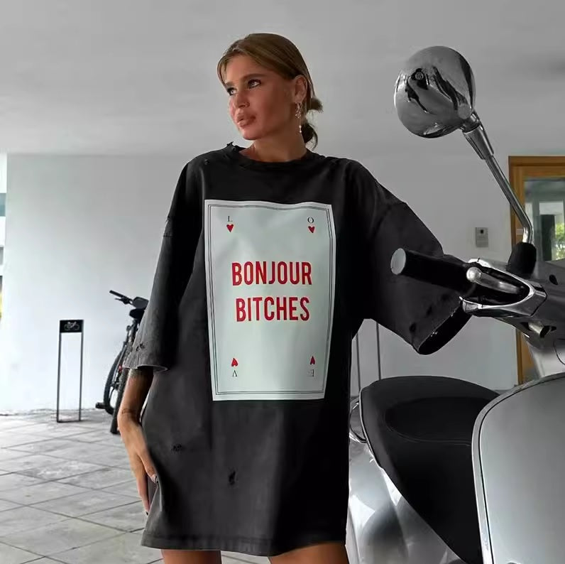 Дамска тениска BONJOUR BI***ES SS25-Clothing-Thedresscode