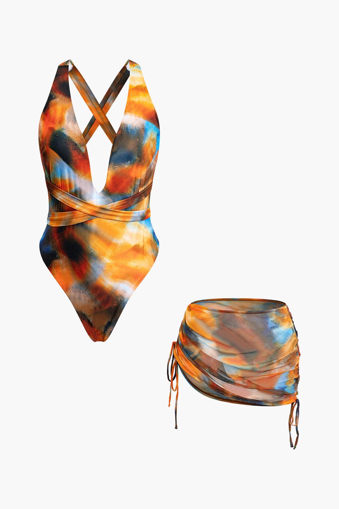 Дамски бански + плажна пола Abstract Print SS25-бански-Thedresscode