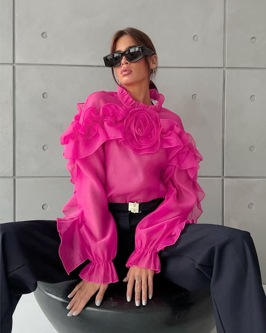Дамска риза Fuchsia Roses FW 2026-Thedresscode