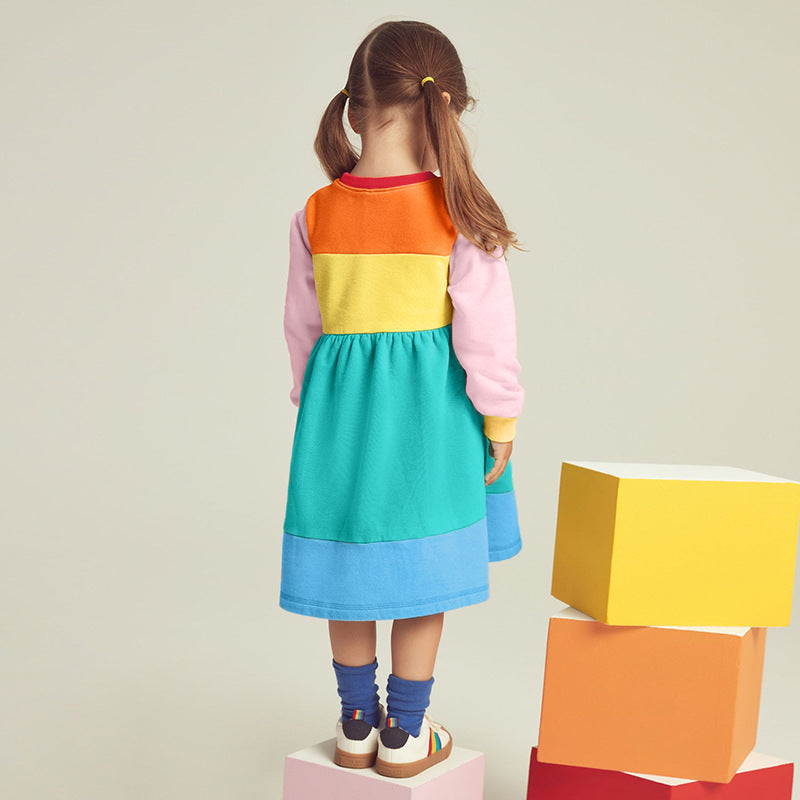 Детска рокля с бродерия Rainbow ** SALE 24 **-Детска дънкова рокля с бродерия The Unicorn&Rainbow-Thedresscode