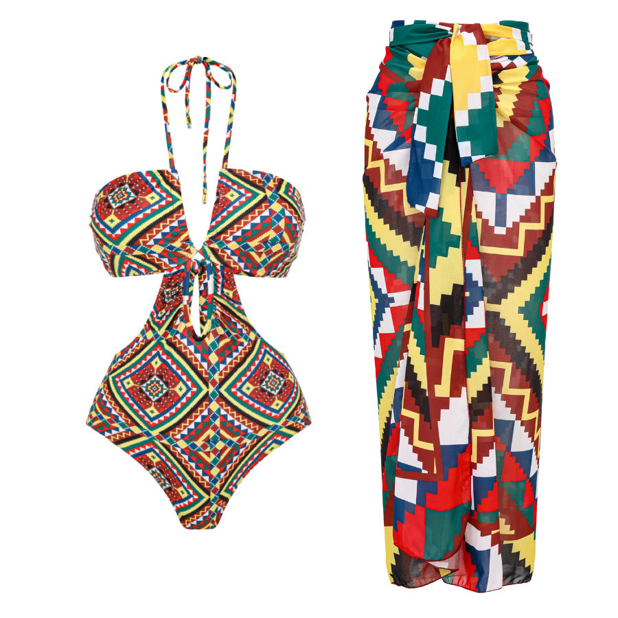 Дамски бански + пола Patchwork SS25-бански-Thedresscode
