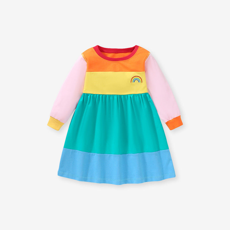 Детска рокля с бродерия Rainbow ** SALE 24 **-Детска дънкова рокля с бродерия The Unicorn&Rainbow-Thedresscode