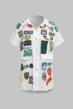 Дамска риза White Patchwork Rebel SS25-Thedresscode