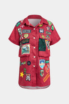 Дамска риза Red Patchwork Rebel SS25-Thedresscode
