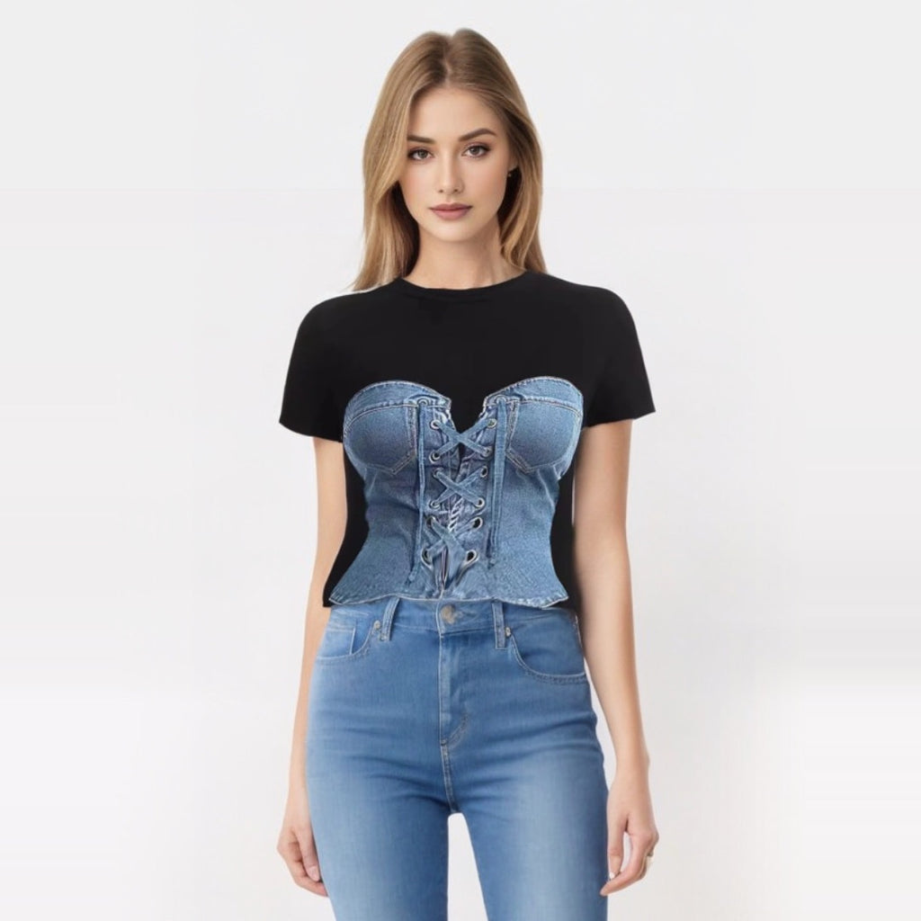 Дамска тениска Denim Illusion SS25-Thedresscode