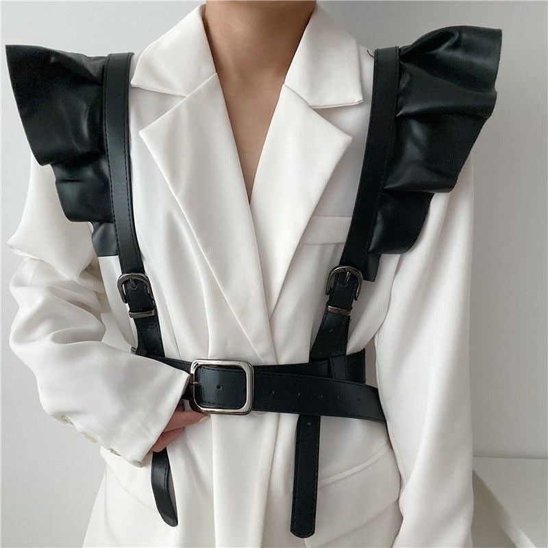Дамски колан Black Ruffle Harness SS26