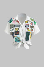 Дамска риза White Patchwork Rebel SS25-Thedresscode