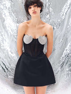 Бандажна дамска рокля White Crystal Heart 24'-Бандажна дамска рокля White Crystal Heart 24'-Thedresscode