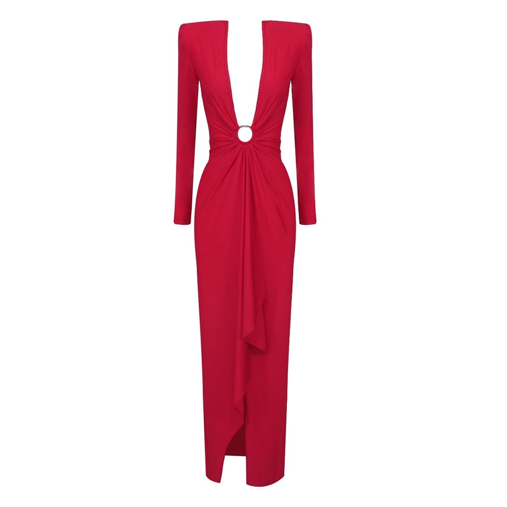 Дамска дълга рокля Red Classy FW 2026-Дамска дълга рокля Red Classy 24'-Thedresscode