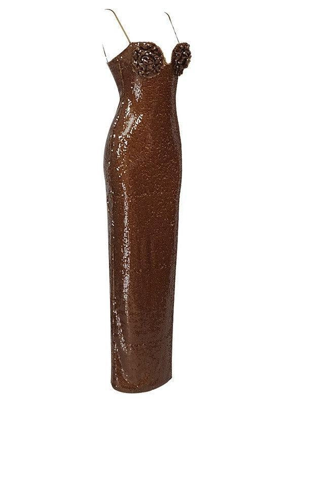 Дамска рокля с пайети Brown Lorei 24'-Дамска рокля с пайети Brown Lorei 24'-Thedresscode