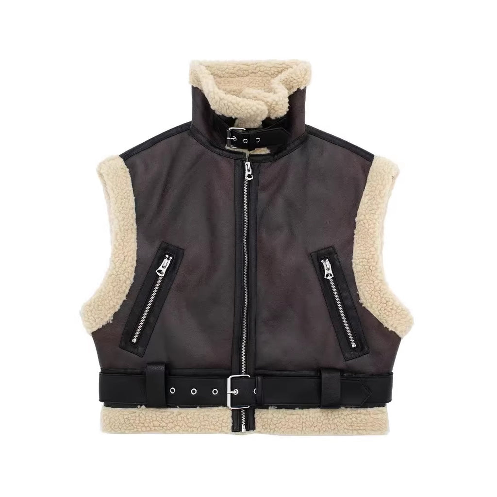 Дамски елек с каракул Winter Vibe SS25-Дамски елек с каракул Winter Vibe 24'-Thedresscode