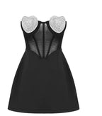 Бандажна дамска рокля White Crystal Heart 24'-Бандажна дамска рокля White Crystal Heart 24'-Thedresscode