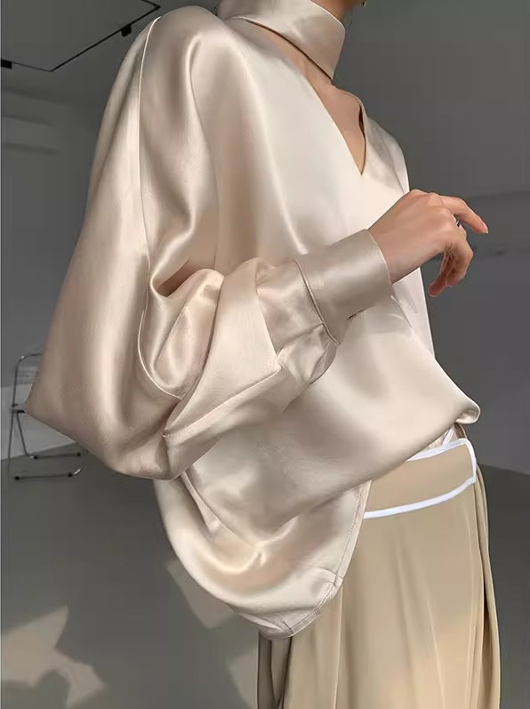 Дамска сатенена риза Champagne Celin 24'-Дамска сатенена риза Champagne Celin 24'-Thedresscode