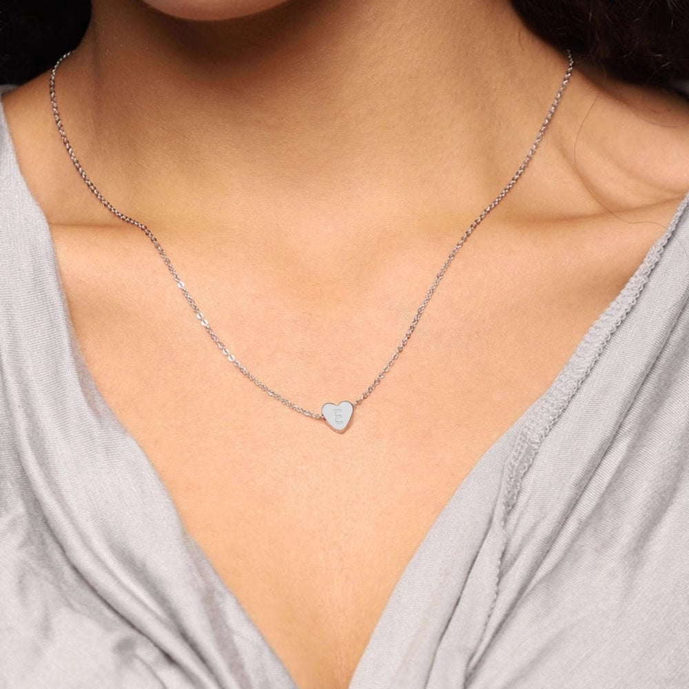 Дамско колие с буква Silver Heart 24'-Дамско колие с буква Silver Heart 24'-Thedresscode