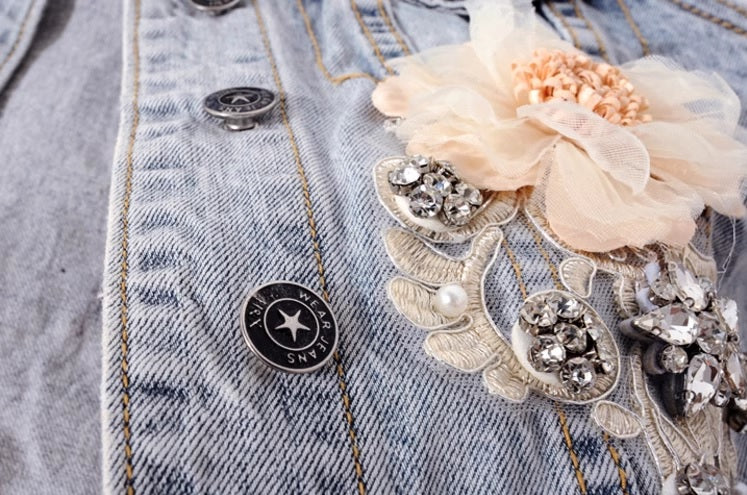 Дамско дънково яке White Flower ** SALE 25 **-Дамско дънково яке White Flower 24'-Thedresscode