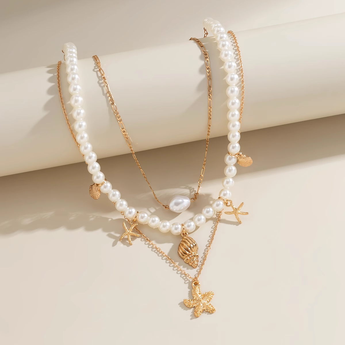 Дамско колие от 3 части Pearls & Starfish SS25-Thedresscode
