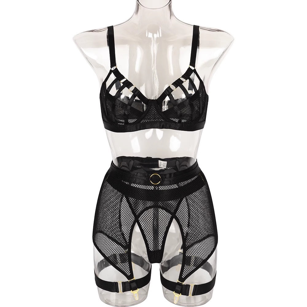 Дамски комплект от три части Sexy Mesh SS25-Дамски комплект от три части Sexy Mesh SS24'-Thedresscode