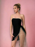 Бандажна мини рокля Crystal Fringes 24'-Бандажна мини рокля Crystal Fringes 24'-Thedresscode