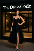 Дамска рокля Black Rosel FW 2026-Асиметрична дантелена мини рокля Black Rosel 24'-Thedresscode