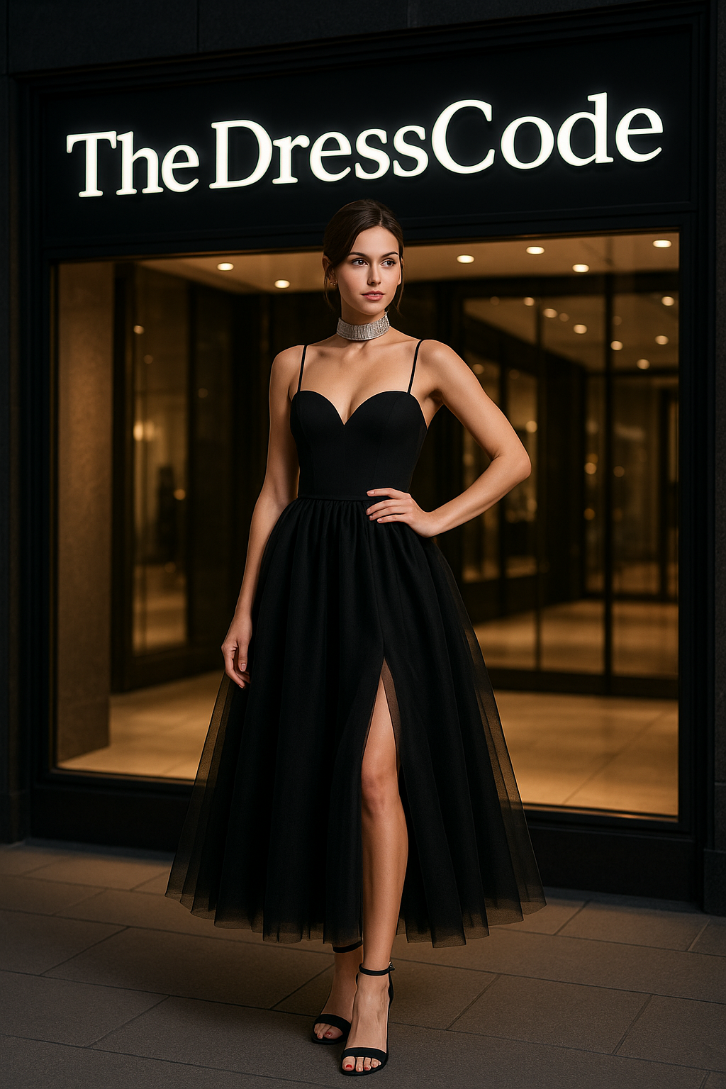 Дамска рокля Black Rosel FW 2026-Асиметрична дантелена мини рокля Black Rosel 24'-Thedresscode