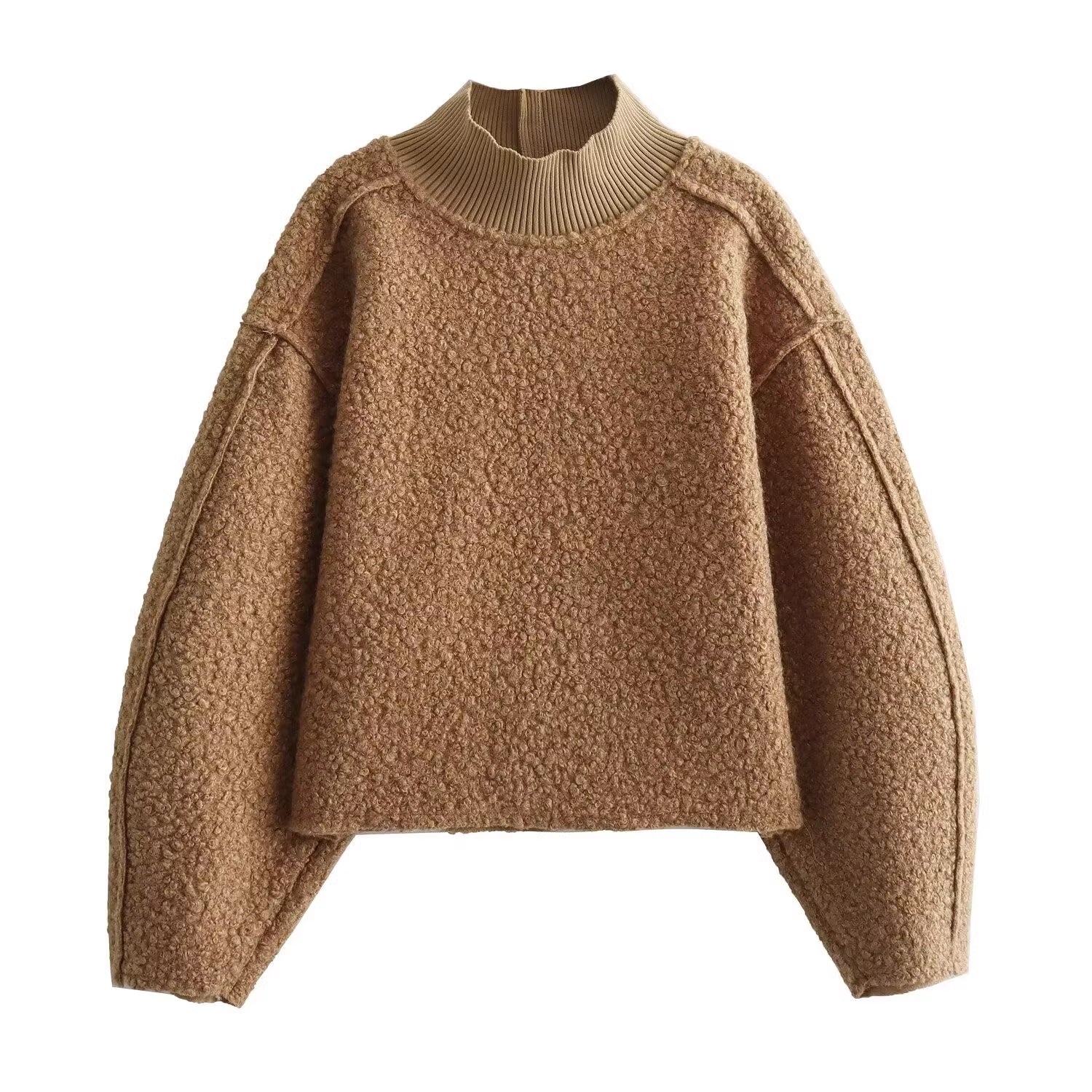 Дамски пуловер Brown Bouclé FW 2026-Дамски пуловер Brown Bouclé 24'-Thedresscode