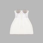 Бандажна дамска рокля White Crystal Heart 24'-Бандажна дамска рокля White Crystal Heart 24'-Thedresscode
