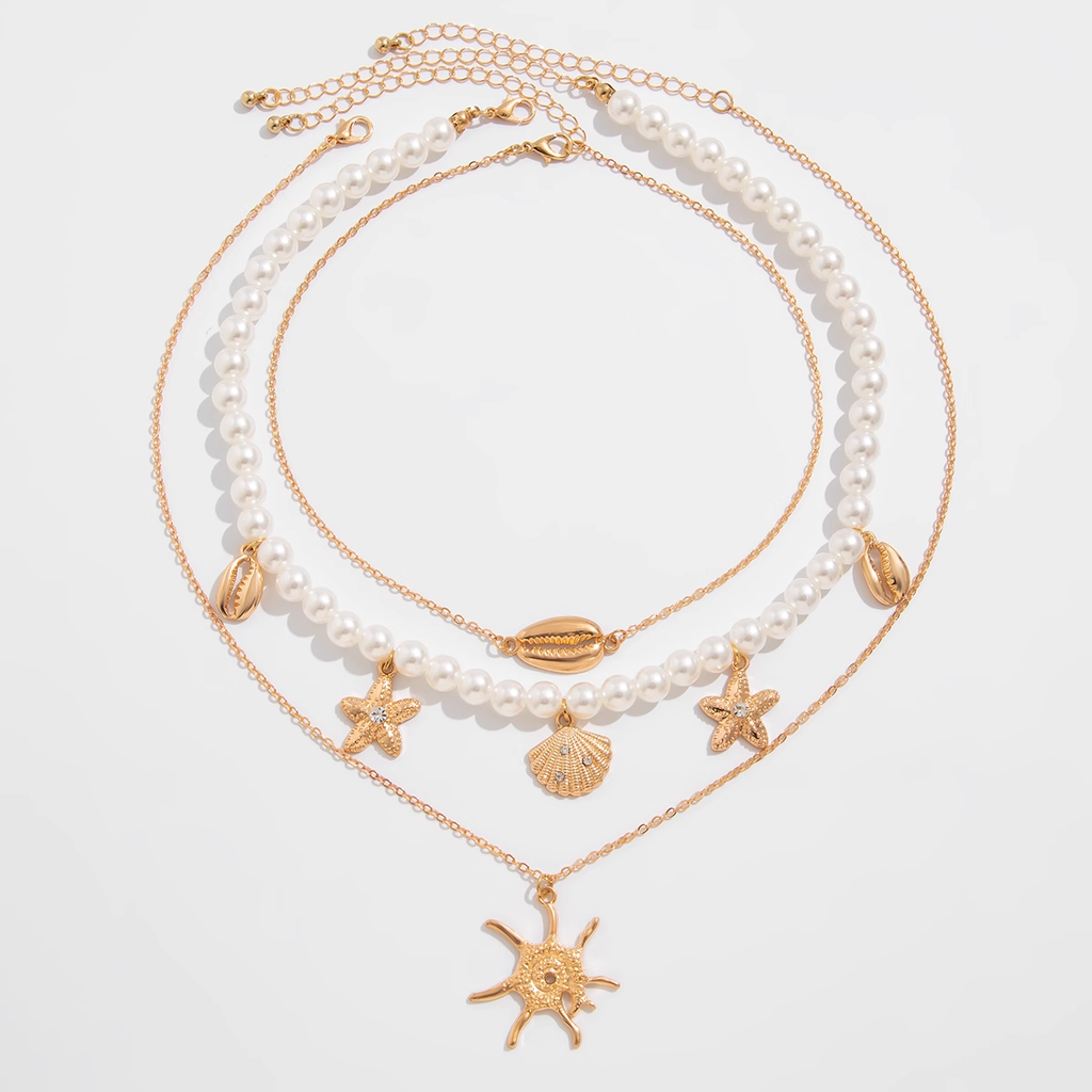 Дамско колие от 3 части Pearls & Sunshine SS25-Thedresscode