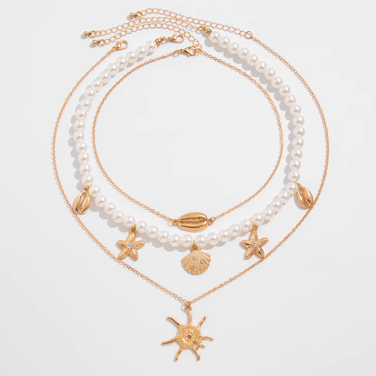 Дамско колие от 3 части Pearls & Sunshine SS25-Thedresscode