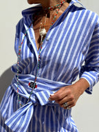 Дамска плажна риза Blue Stripe SS25-Thedresscode