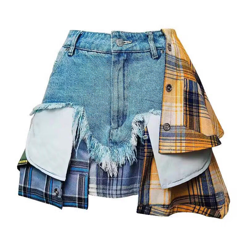 Дамска дънкова пола Patchwork Plaid SS25-https://detail.1688.com/offer/809197107994.html?kj_agent_plugin=aibuy-Thedresscode