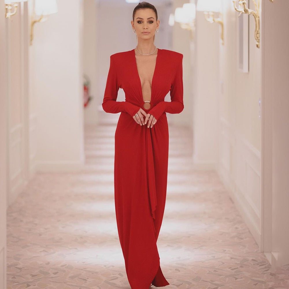 Дамска дълга рокля Red Classy FW 2026-Дамска дълга рокля Red Classy 24'-Thedresscode