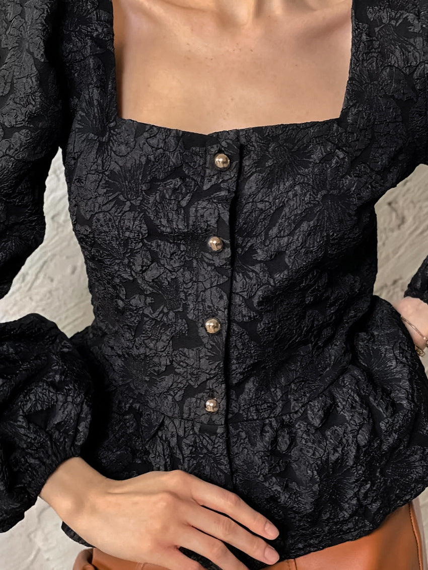 Дамска блуза Black Puff Sleave SS25-Thedresscode