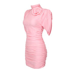 Дамска рокля рамене Pink Queen FW 2026-Дамска рокля с голи рамене Green Neon Crystals 24'-Thedresscode