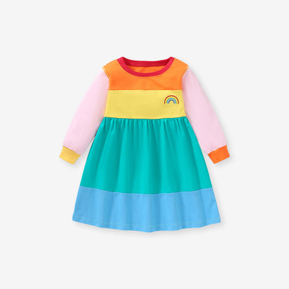 Детска рокля с бродерия Rainbow ** SALE 24 **-Детска дънкова рокля с бродерия The Unicorn&Rainbow-Thedresscode