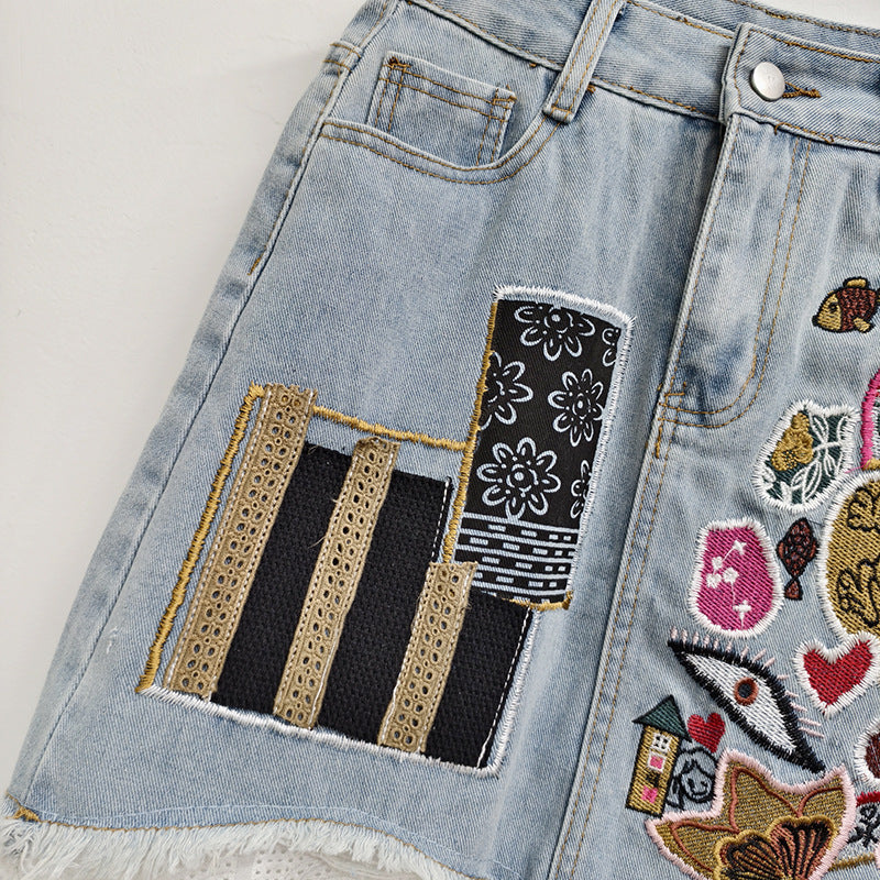 Дамска пола Denim Patchwork Lace SS26