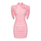 Дамска рокля рамене Pink Queen FW 2026-Дамска рокля с голи рамене Green Neon Crystals 24'-Thedresscode