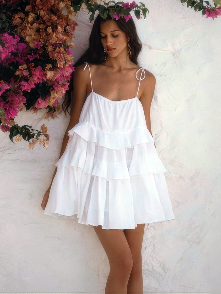 Дамска рокля White Cascade SS25-Thedresscode