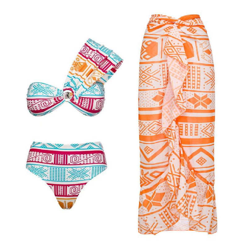 Дамски бански + плажна пола Tribal Sunset SS25-бански-Thedresscode