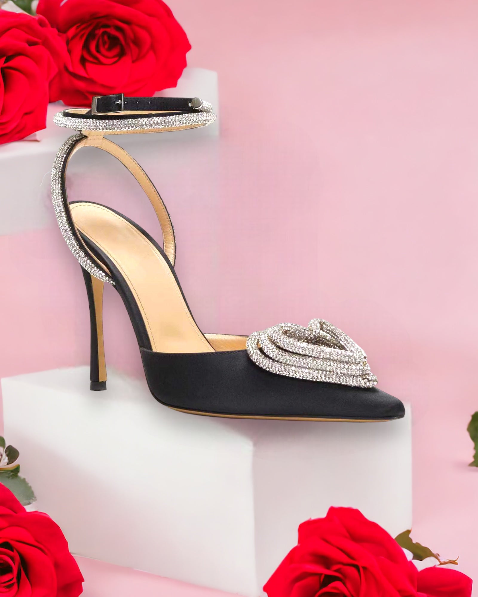 Дамски сандали на ток Crystal Heart 24'-Shoes-Thedresscode
