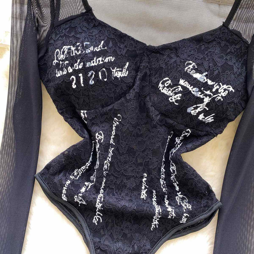 Дамско боди Black Lace Letters SS26