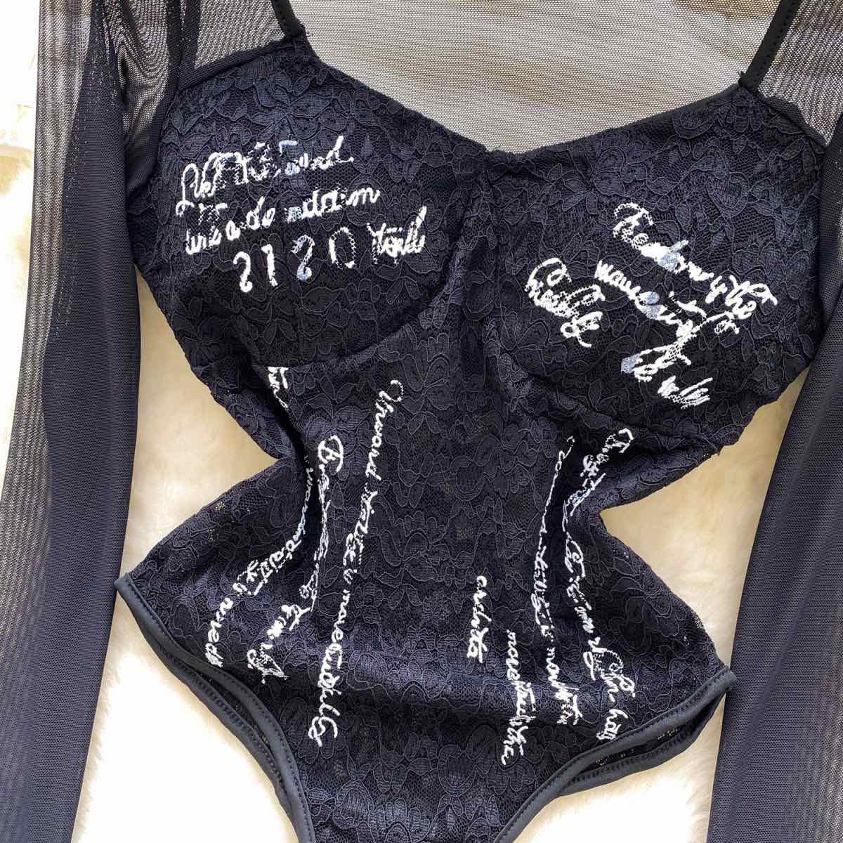 Дамско боди Black Lace Letters SS26