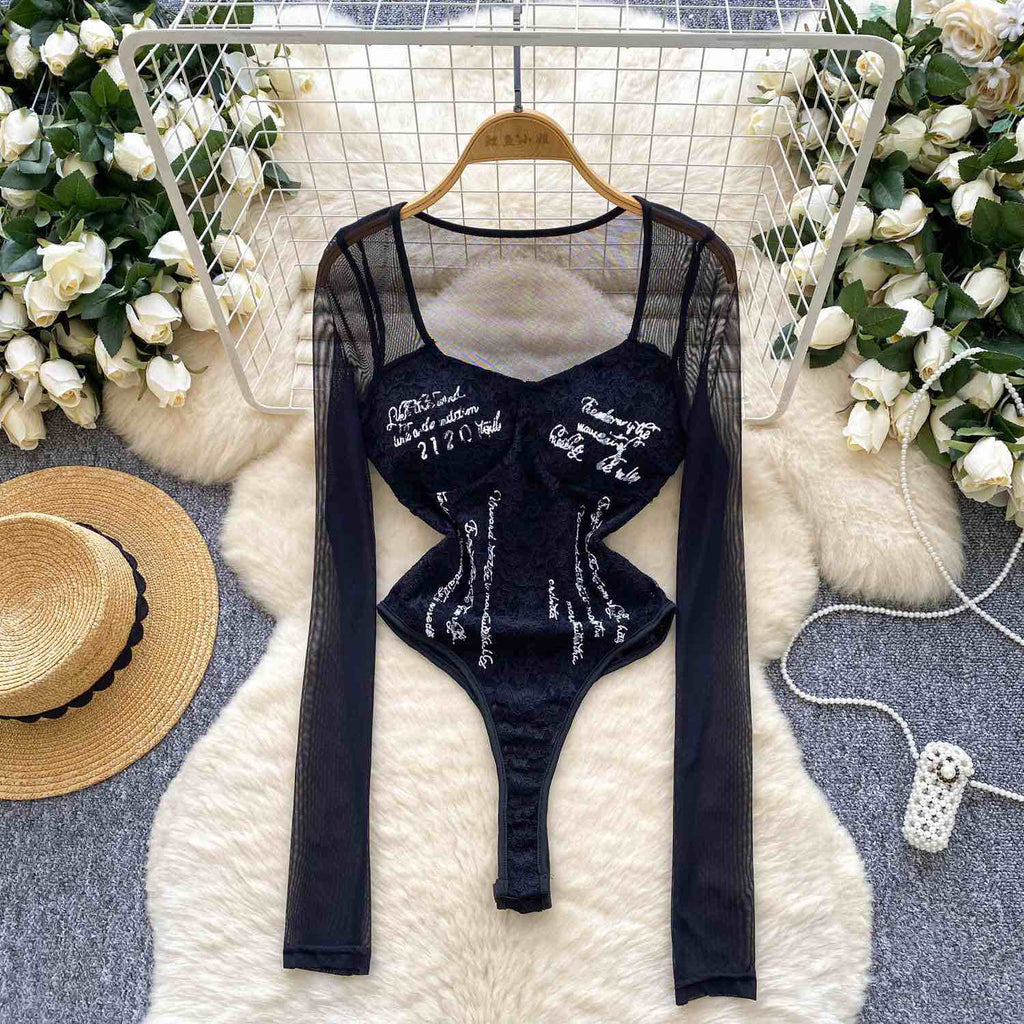 Дамско боди Black Lace Letters SS26