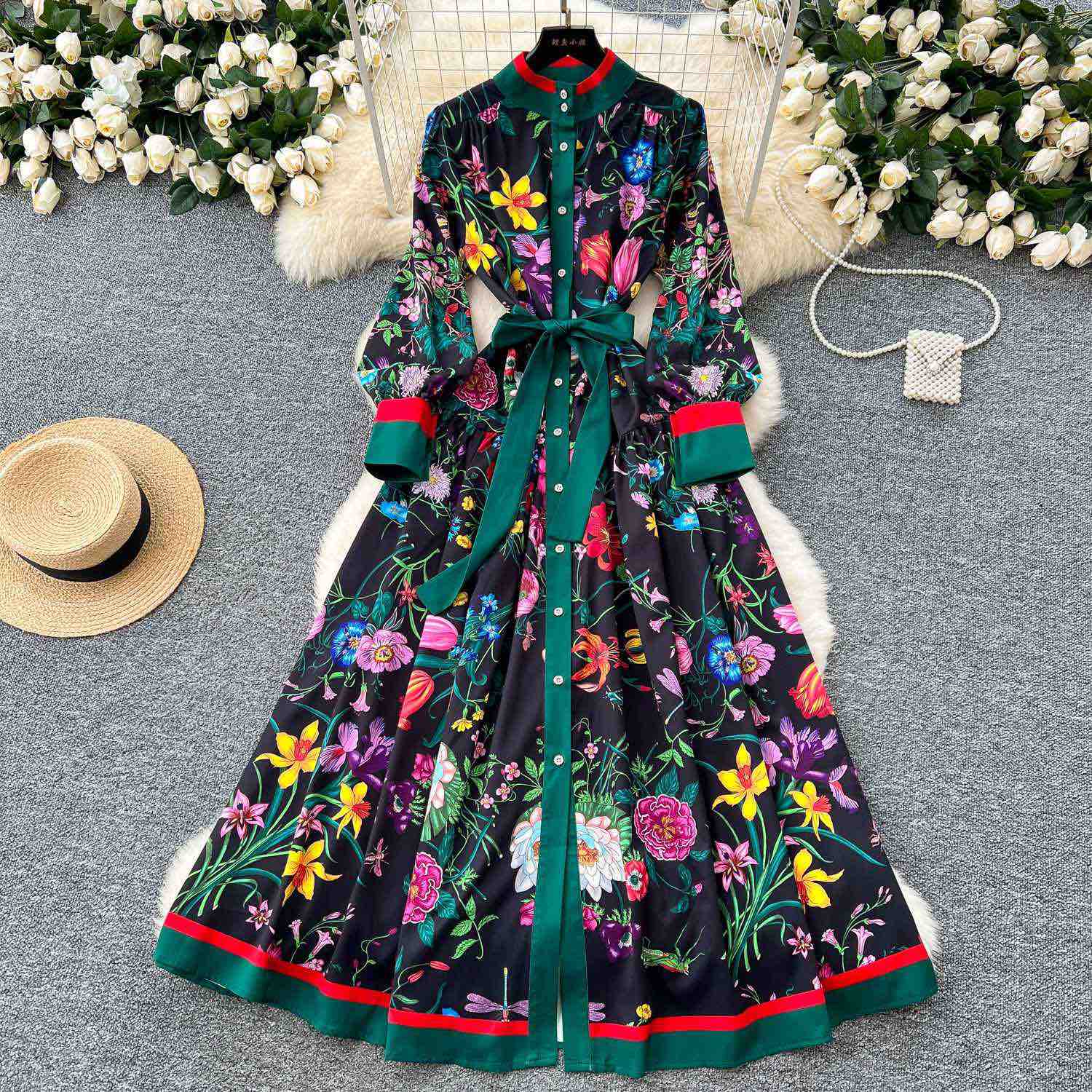 Дамска рокля Black Botanical Garden Maxi SS26