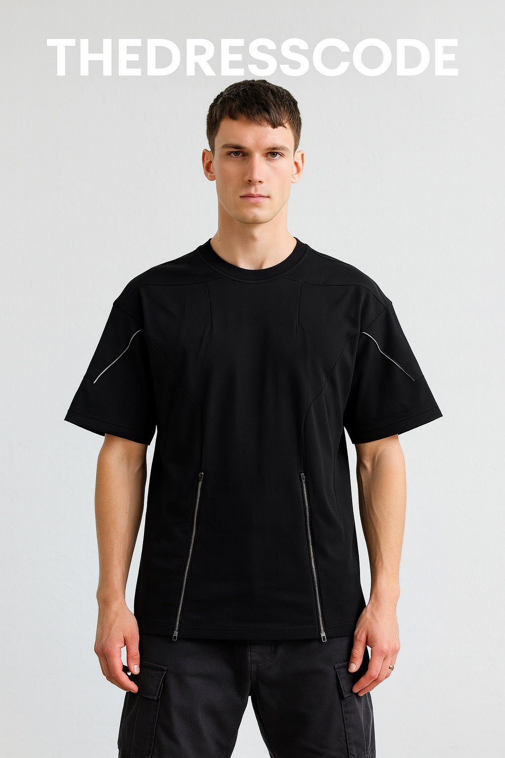 Мъжка тениска Black Contour Zip SS26