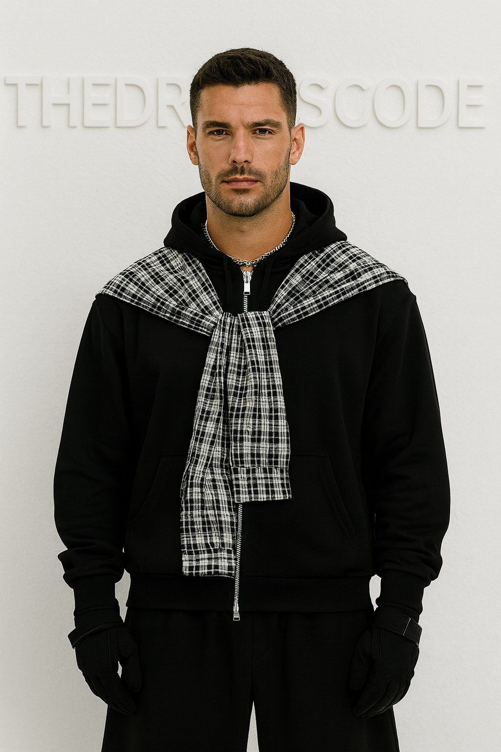 Мъжки суичър Plaid Shadow Zip SS26