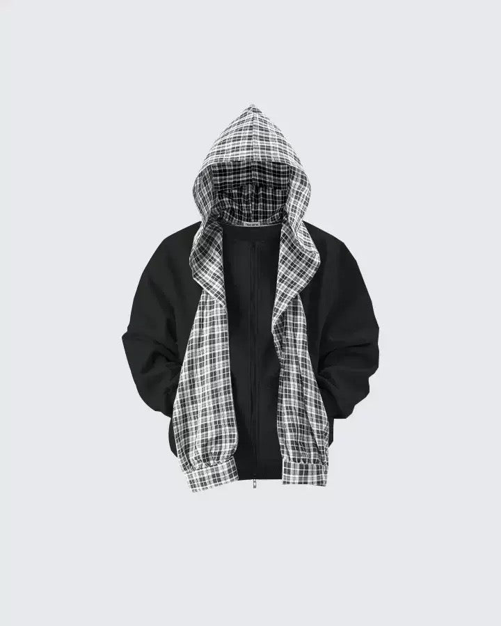 Мъжки суичър Plaid Shadow Zip SS26