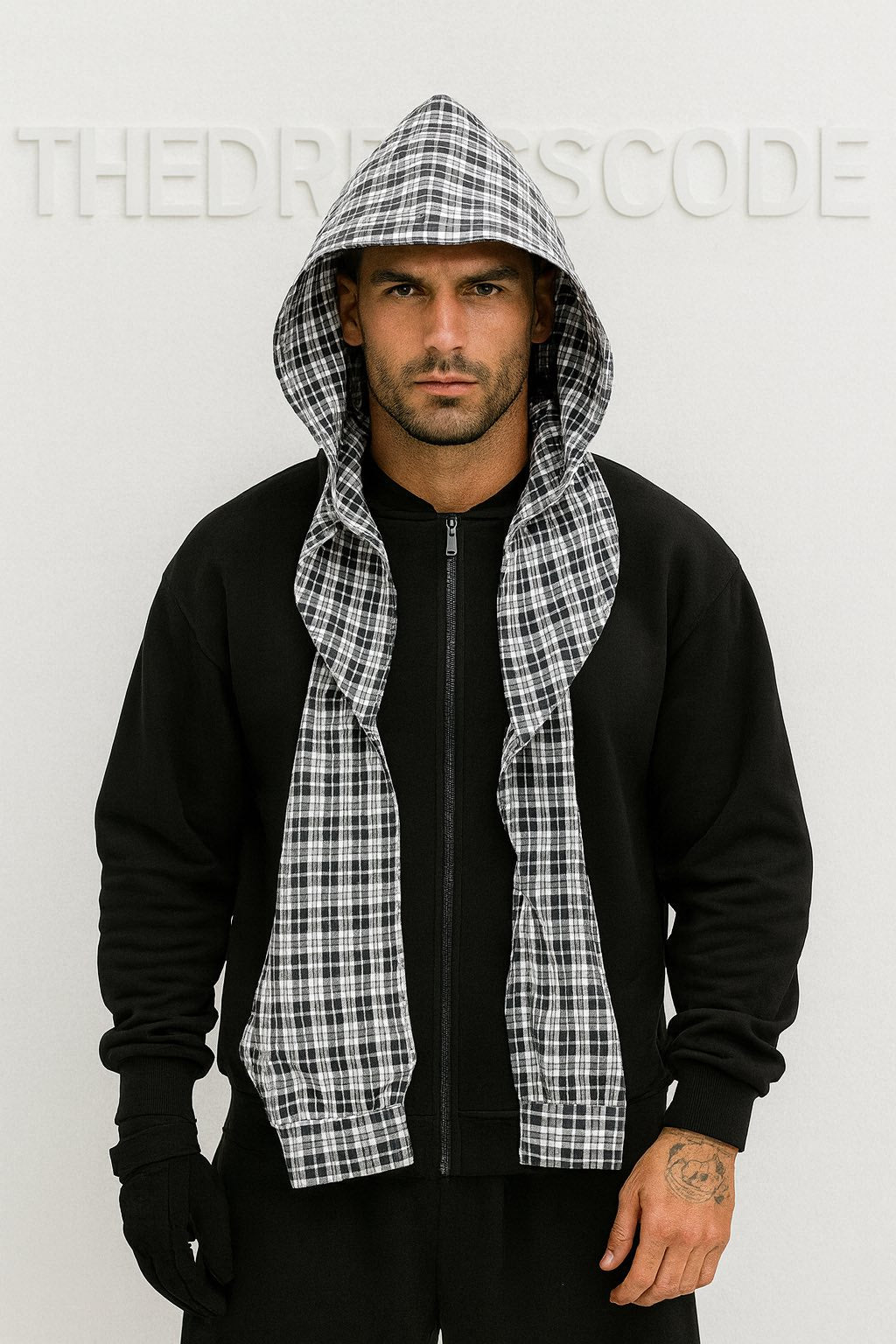 Мъжки суичър Plaid Shadow Zip SS26