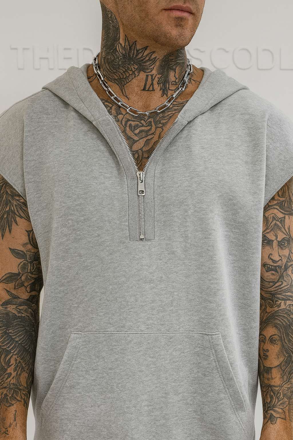 Мъжко худи без ръкави Grey Raw SS26