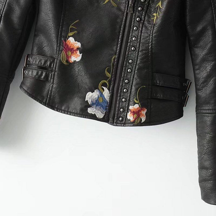 Дамско кожено яке EMBROIDERED Еyelets FW 2026-Дамско кожено яке - EMBROIDERED Еyelets-Thedresscode